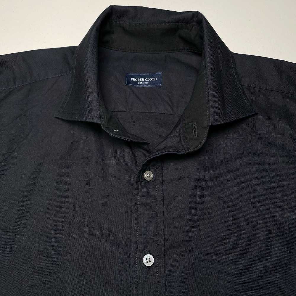 Proper Cloth Clark Black Oxford Cloth Shirt MTM (L) Cutaway